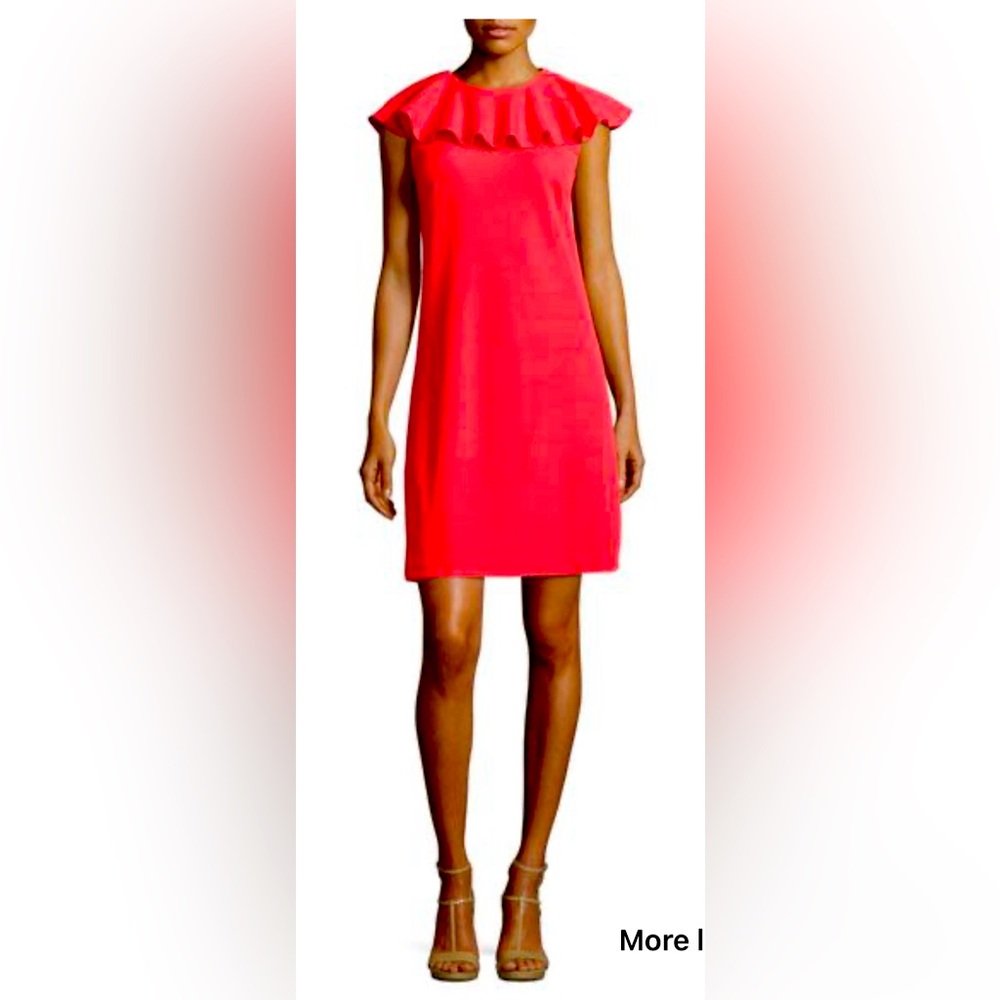 Ted Baker Women's Coral Pink Sontie Frill Collar Ruffle Shift Dress(Ted sz2/US6)